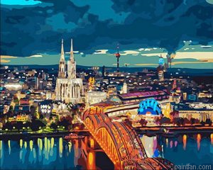 A Night Bridge Frankfurt Cities Paint By Numbers.png