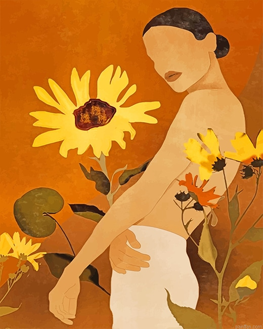 Abstract Art Sunflower Woman New Paint By Numbers.png