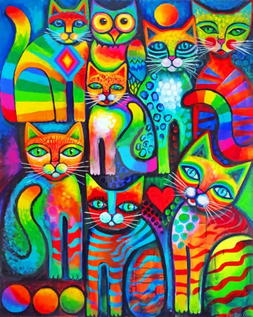 Abstract Cats Animals Paint By Numbers.png