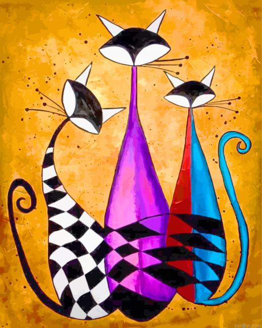 Abstract Cats Art Paint By Number.png