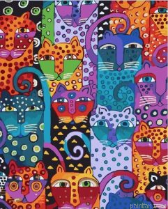 Abstract Cats Heads Animals Paint By Numbers.png
