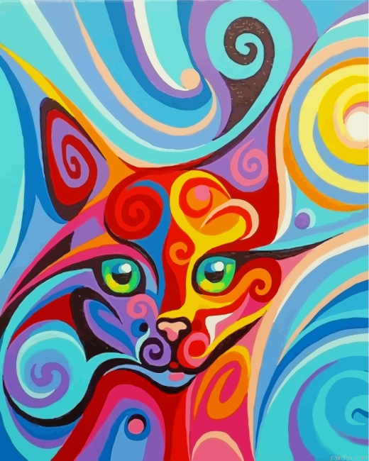 Abstract Colorful Cat Paint By Number.png
