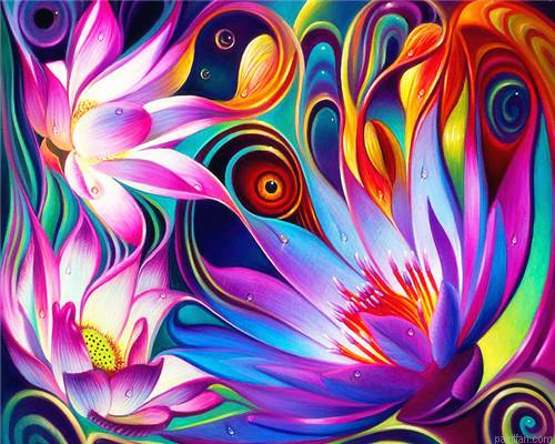 Abstract Colorful Flowers Paint By Numbers.png
