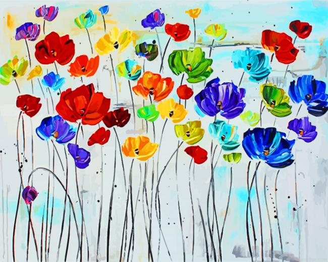 Abstract Colorful Poppies Paint By Number.png