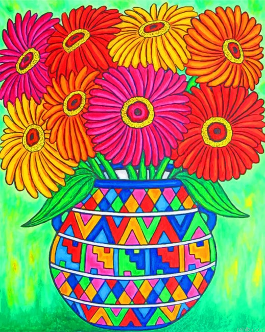 Abstract Colorful Vase Of Flowers New Paint By Numbers.png