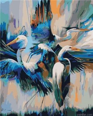 Abstract Cranes Paint By Numbers.png