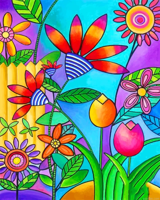 Abstract Flowers Colorful Paint By Numbers.png