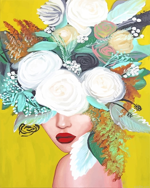 Abstract Girl Garden Roses New Paint By Number.png