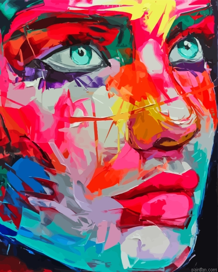 Abstract Rainbow Face Paint By Numbers.png