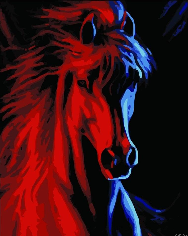 Abstract Red Horse Animals Paint By Numbers.png