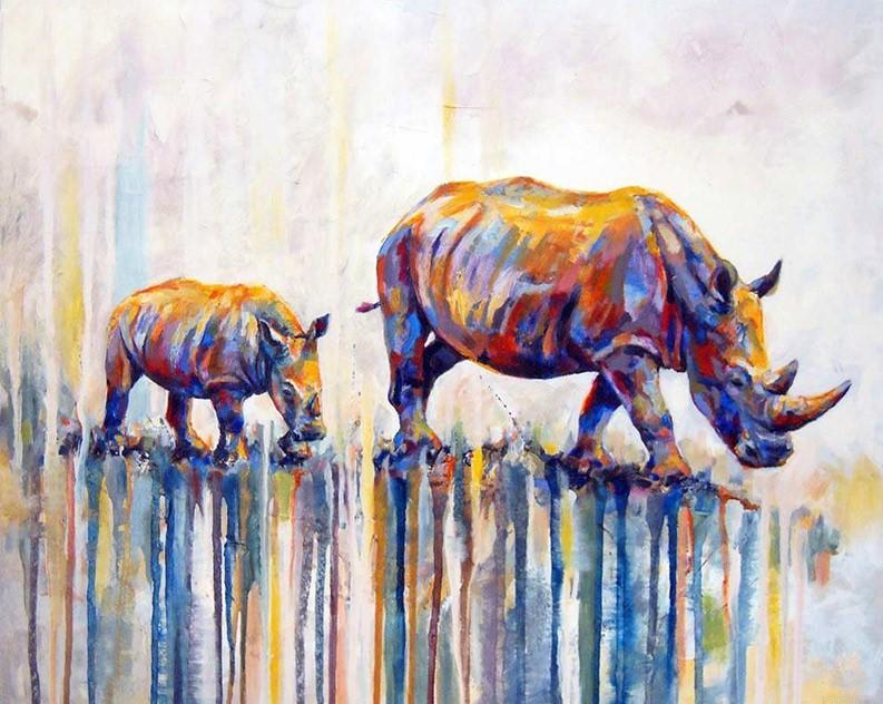Abstract Rhino Animals Paint By Numbers.png