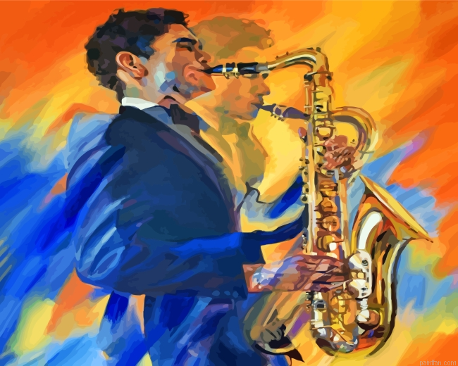 Abstract Saxophone Player Paint By Number.png