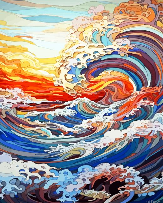 Abstract Sea Waves Paint By Numbers.png