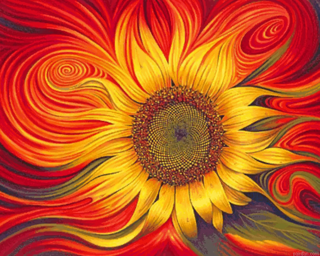 Abstract Sunflower Paint By Numbers.png