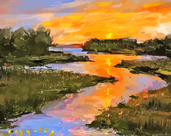 Abstract Sunset Marsh Paint By Numbers.png