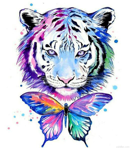 Abstract Tiger And Butterfly Paint By Numbers.png