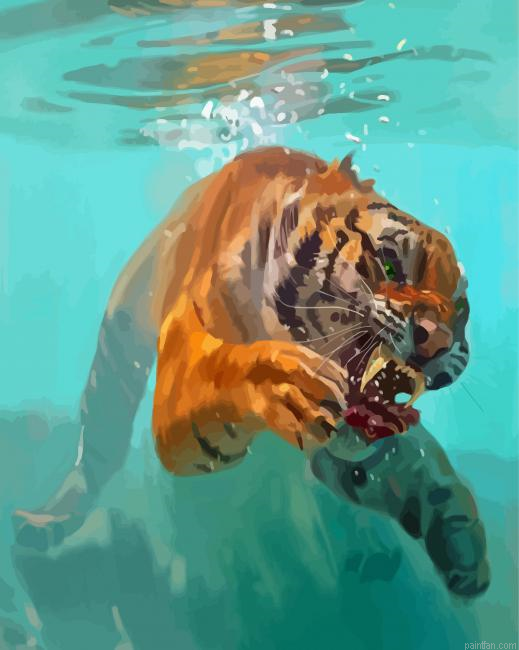 Abstract Tiger In The Water Paint By Numbers.png