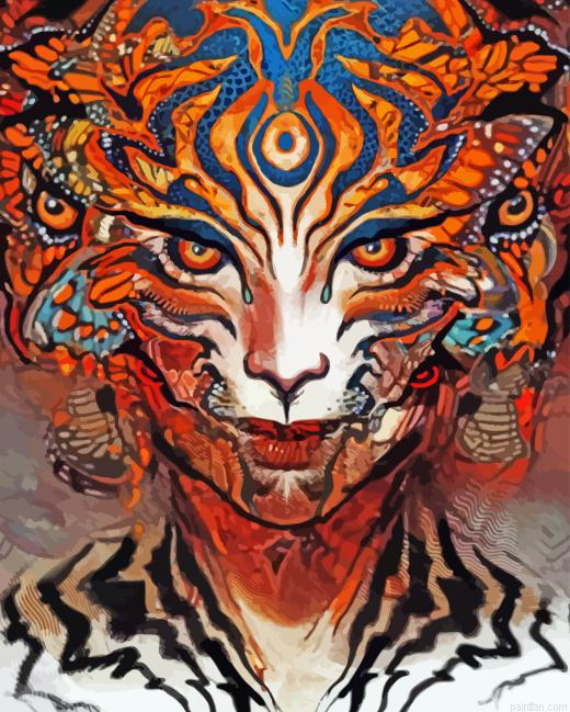 Abstract Tiger Woman Paint By Numbers.png