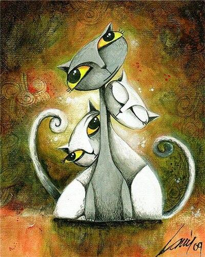 Abstract White Cats Animals Paint By Numbers.png