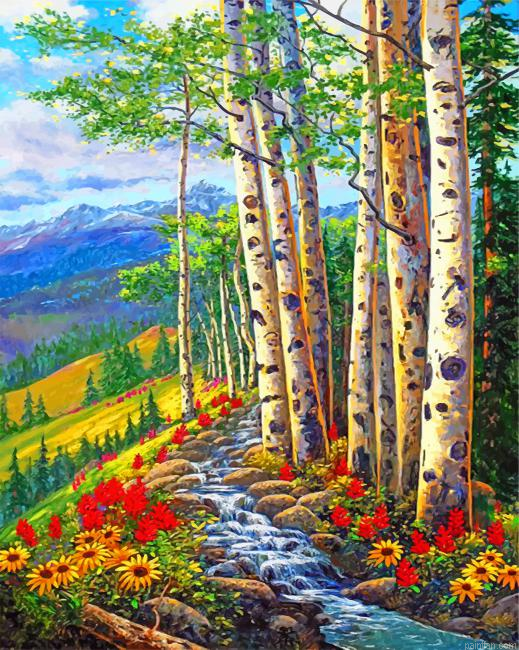 Aesthetic Birch Trees Paint By Number.png