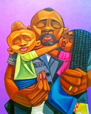 Aesthetic Black Dad And His Kids Paint By Number.png
