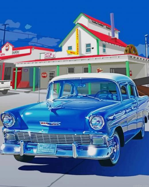 Aesthetic Blue Car New Paint By Numbers.png