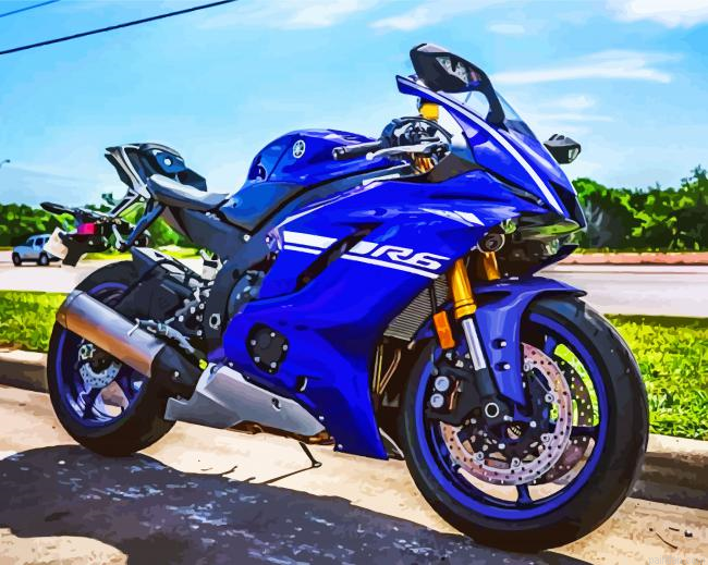 Aesthetic Blue Motorcycle Paint By Number.png