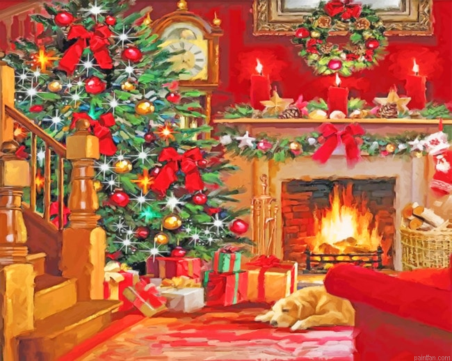 Aesthetic Christmas Fireplace Paint By Numbers.png