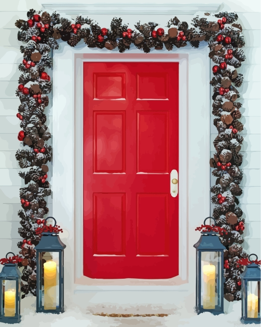 Aesthetic Christmas Red Door Paint By Number.png