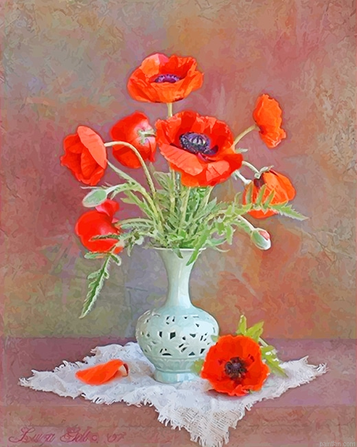 Aesthetic Classy Vase With Orange Flowers New Paint By Number.png