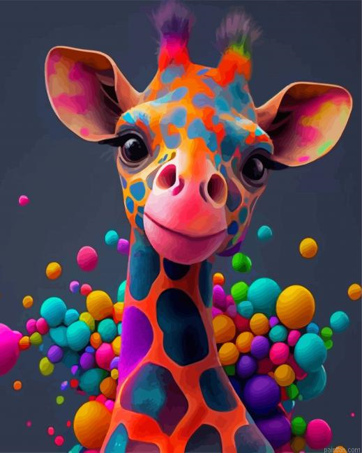 Aesthetic Colorful Giraffe Paint By Numbers.png