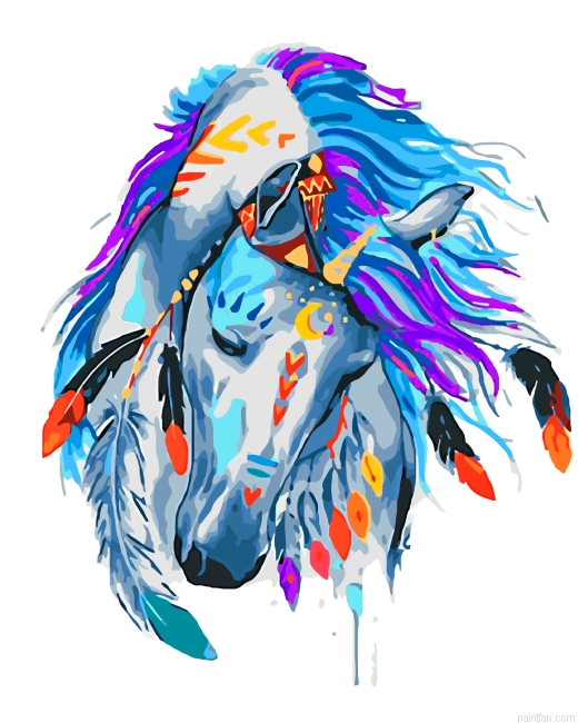 Aesthetic Colorful Horse Paint By Number.png