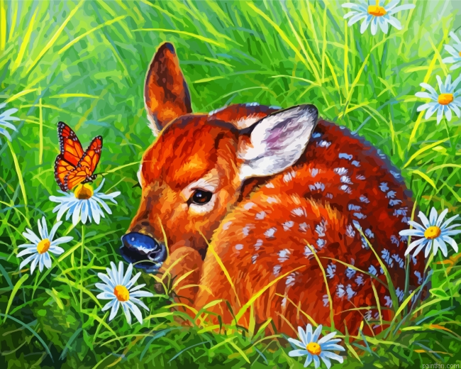 Aesthetic Deer And Butterfly Paint By Number.png
