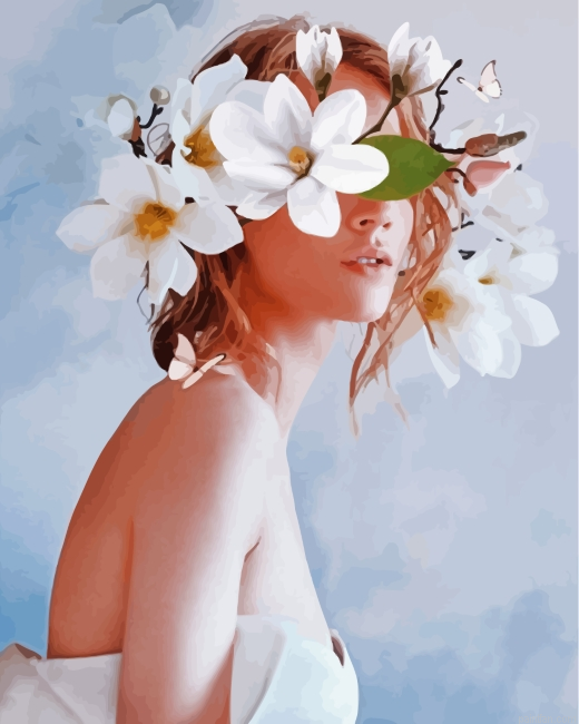 Aesthetic Floral Lady Paint By Number.png