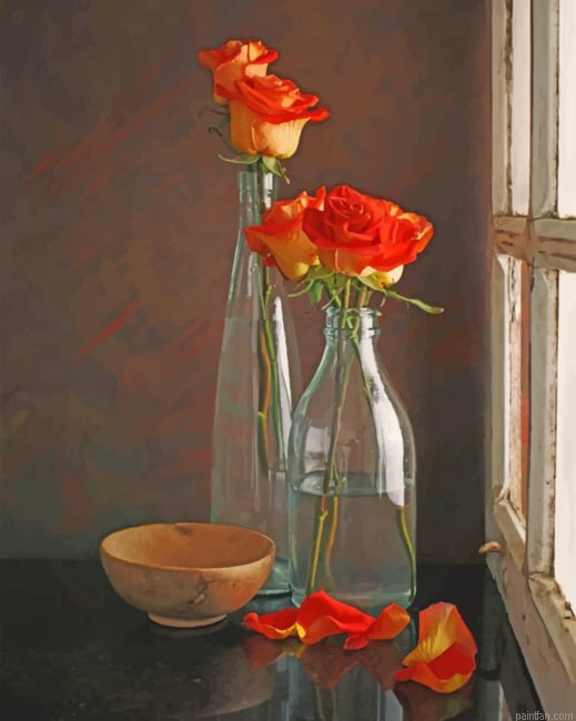 Aesthetic Flowers In A Glass Bottles Paint By Numbers.png