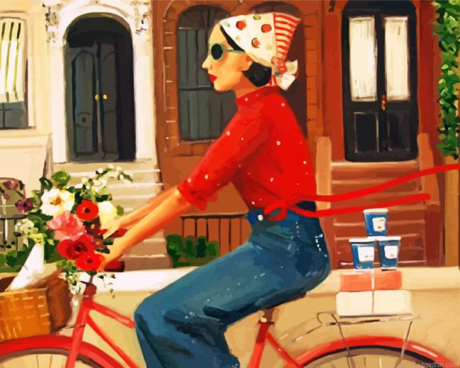 Aesthetic Girl On Bicycle Paint By Number.png
