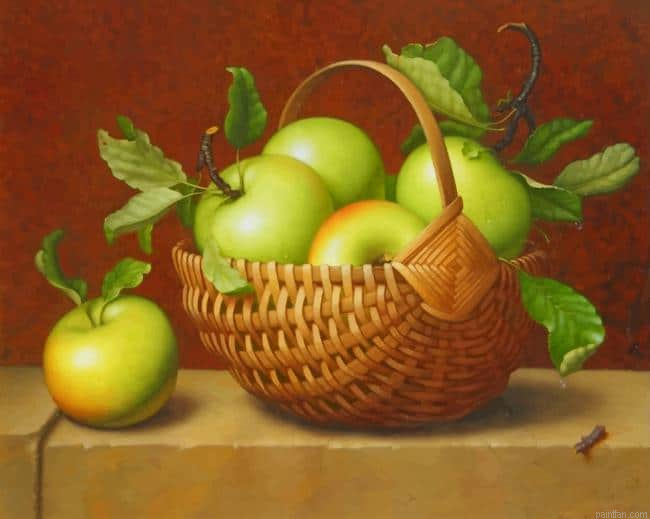 Aesthetic Green Apples In A Basket New Paint By Numbers.png