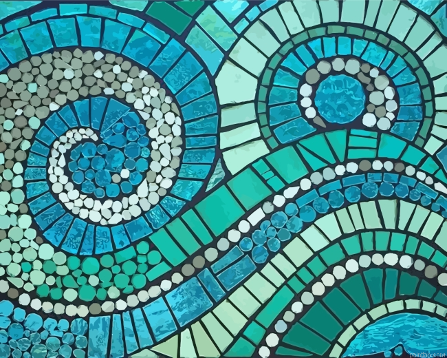 Aesthetic Green Mosaic Paint By Numbers.png