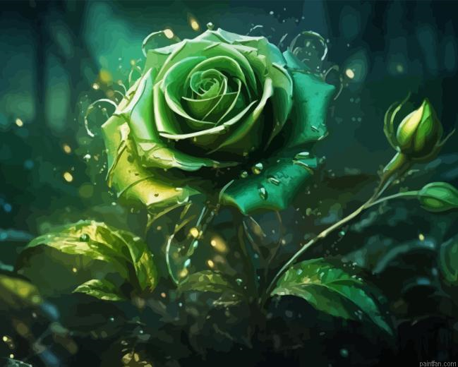 Aesthetic Green Rose Paint By Numbers.png