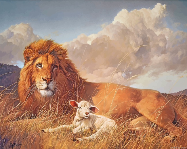 Aesthetic Lion And Lamb Paint By Number.png