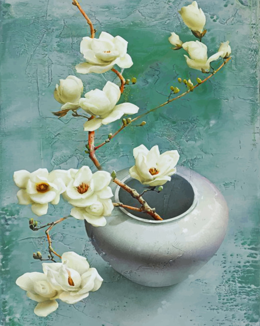 Aesthetic Magnolia Flowers Paint By Numbers.png