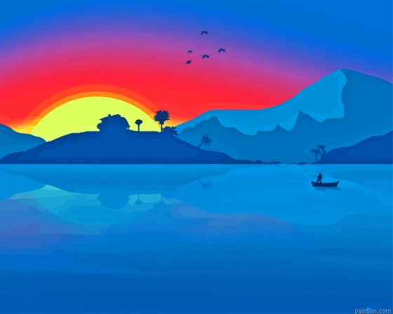 Aesthetic Mountain Sea Paint By Numbers.png