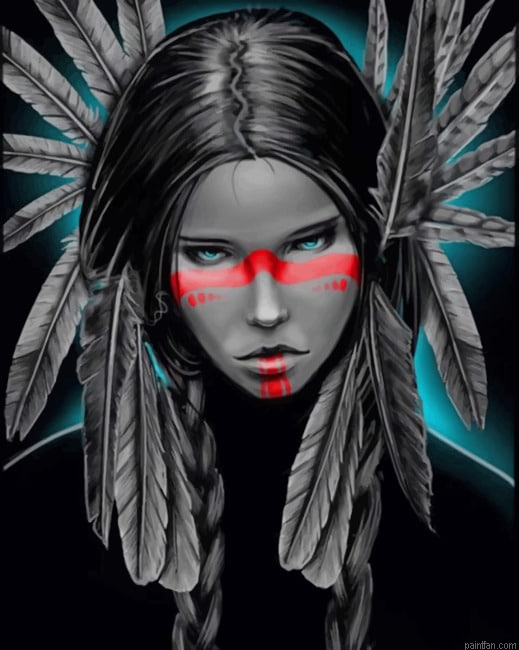 Aesthetic Native American Girl New Paint By Numbers.png