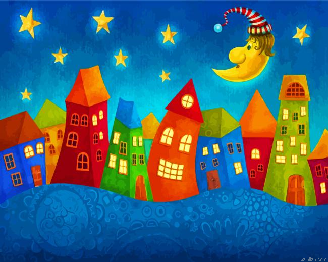 Aesthetic Night Buildings Paint By Number.png