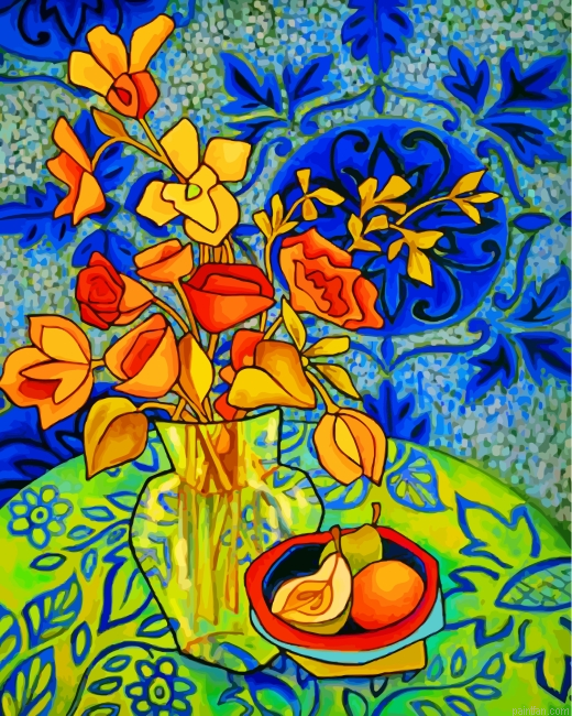 Aesthetic Orange Flowers Paint By Number.png