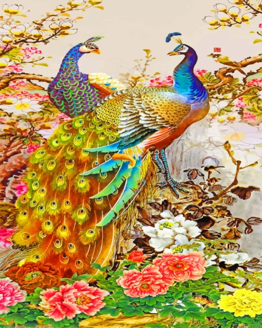 Aesthetic Peacocks Birds Paint By Numbers.png