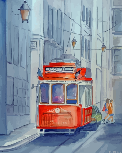 Aesthetic Red Tram Paint By Number.png