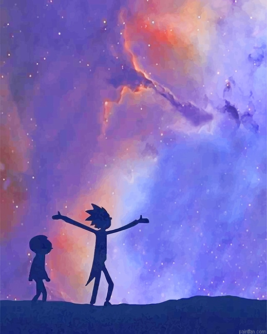 Aesthetic Rick And Morty Silhouette Paint By Numbers.png