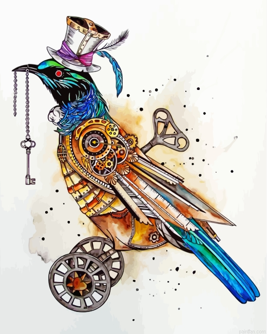 Aesthetic Steampunk Bird Paint By Number.png