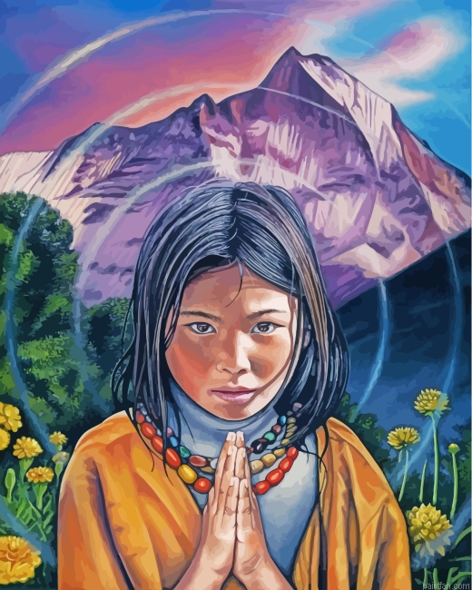 Aesthetic Tibetan Girl Paint By Number.png